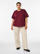 Boxy T-shirt i bomuld, R&oslash;d, Model image number 1