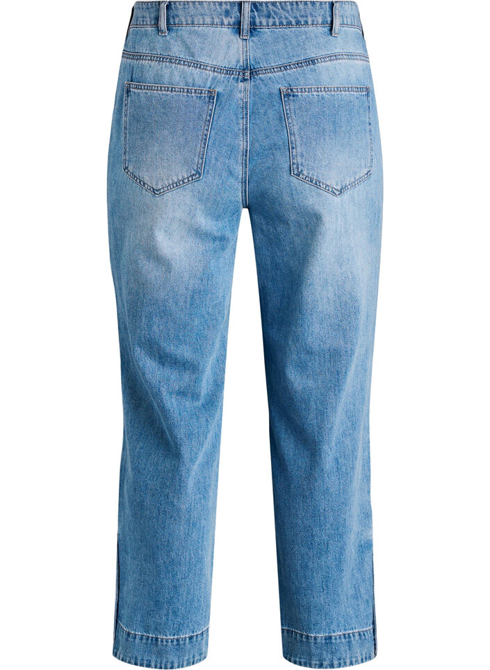 Cropped Kiana jeans med straight fit og knapdetaljer, Bl&aring;, Packshot image number 1