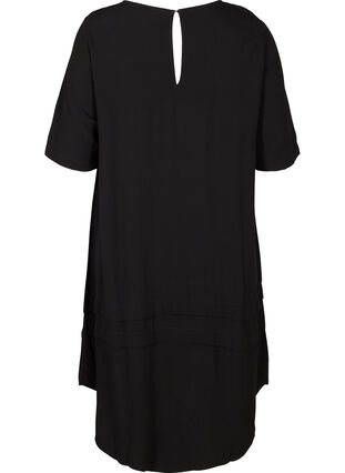 Viskose kjole med high-low effekt, Black, Packshot image number 1