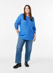 Meleret strikbluse med rund hals, Bl&aring;, Model image number 1