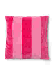 Stribet pudebetræk i velour, Fandango Pink Comb