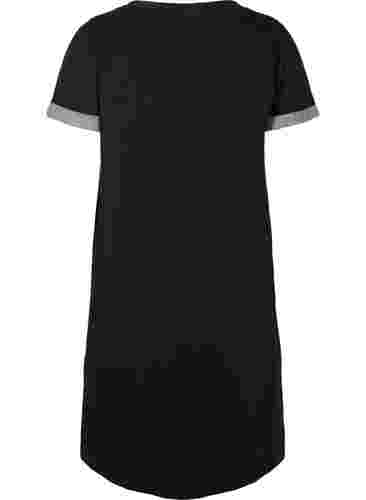Sweatkjole med korte ærmer og slids, Black, Packshot image number 1