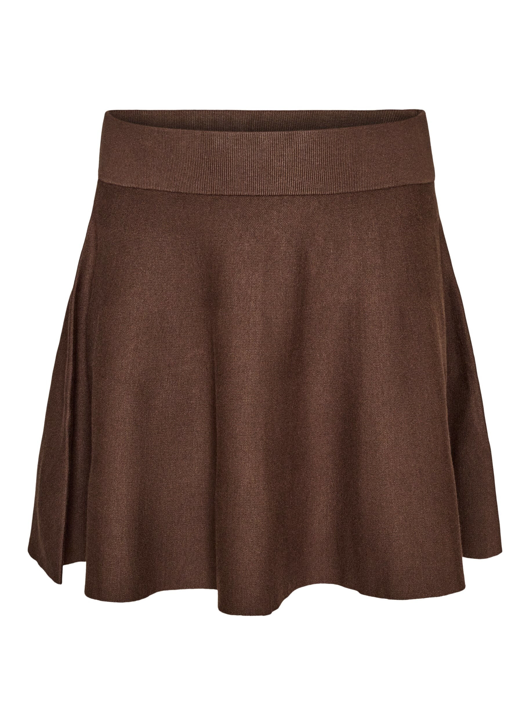 ZizziKort striknederdel med A-facon, Brun, Packshot image number 0