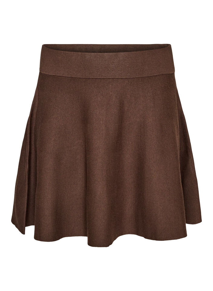 Kort striknederdel med A-facon, Brun, Packshot image number 0
