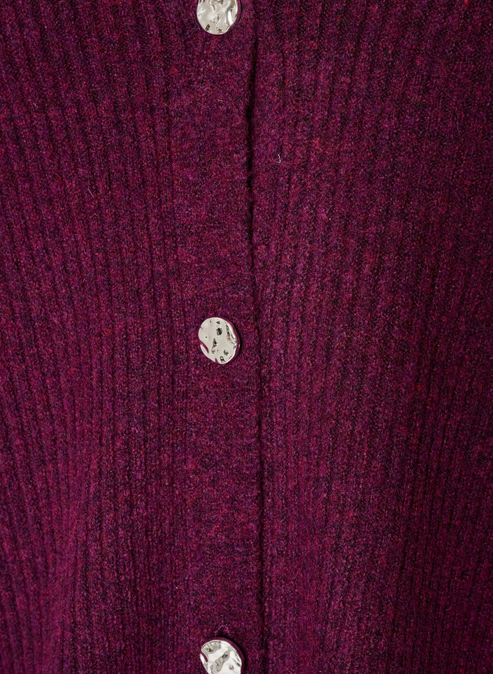 Cardigan med V-hals og ribstruktur, Lilla, Packshot image number 2