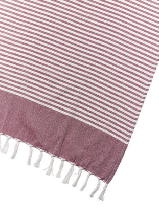 Stribet håndklæde med frynser, Dark Red Melange, Packshot image number 2