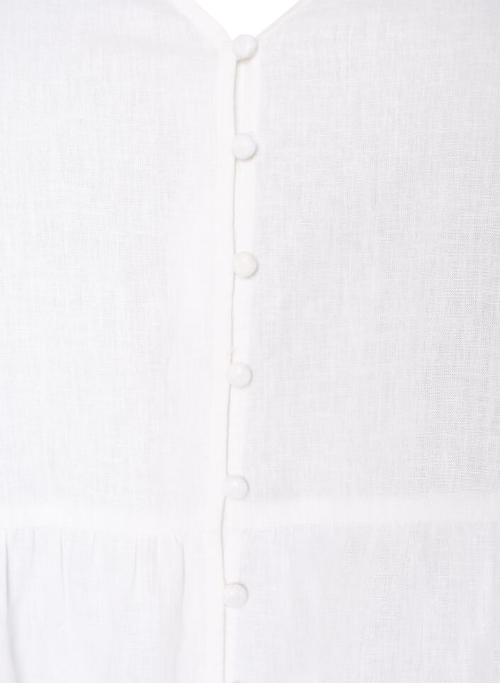 Bluse i h&oslash;r og viskose med V-udsk&aelig;ring og knaplukning, Hvid, Packshot image number 2