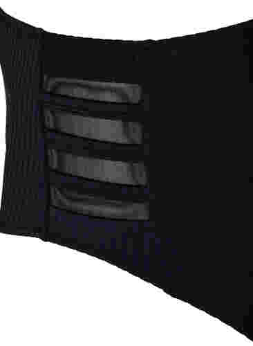 Højtaljet bikini trusse med ribstruktur, Black, Packshot image number 3