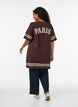 Kort t-shirtkjole med sporty detaljer, Brun, Model image number 2