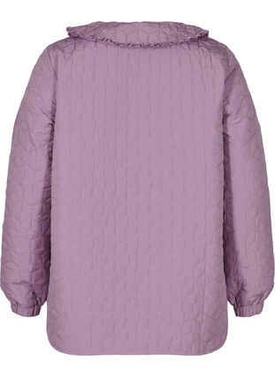 Quiltet jakke med krave og flæsekant, Lavender Mist, Packshot image number 1
