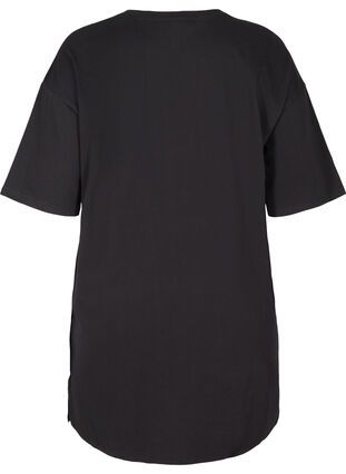 T-shirt kjole i bomuld med printdetaljer, Black w. Black, Packshot image number 1