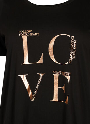 Kortærmet bomulds t-shirt med tryk, Black W. Love , Packshot image number 2