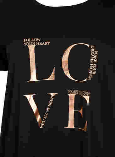 Kortærmet bomulds t-shirt med tryk, Black W. Love , Packshot image number 2