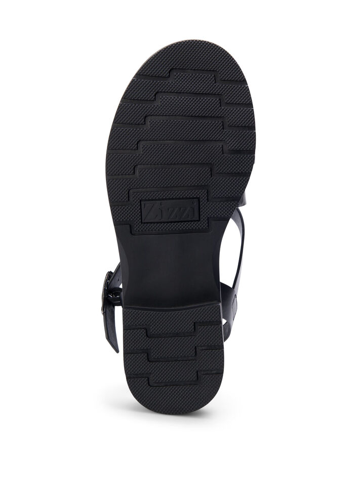 Wide fit - Sommer sandal i læder, Black, Packshot image number 5