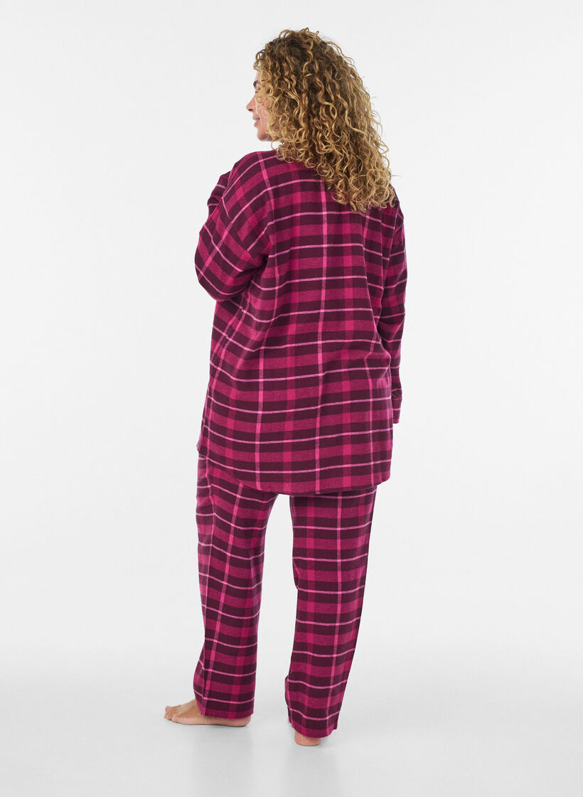 Pyjamasbukser i bomuld med tern, R&oslash;d, Model image number 1