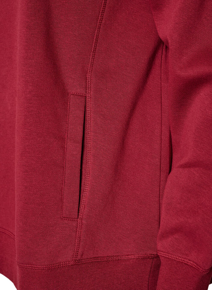 Sweatshirt med h&oslash;j krave og lommer, R&oslash;d, Packshot image number 3