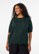 Finstrikket bluse med korte &aelig;rmer, Gr&oslash;n, Model image number 0