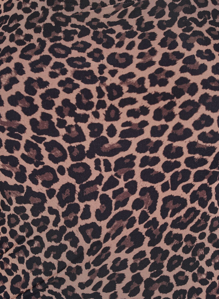 Kort kjole i mesh med leopardmønster, Brun, Packshot