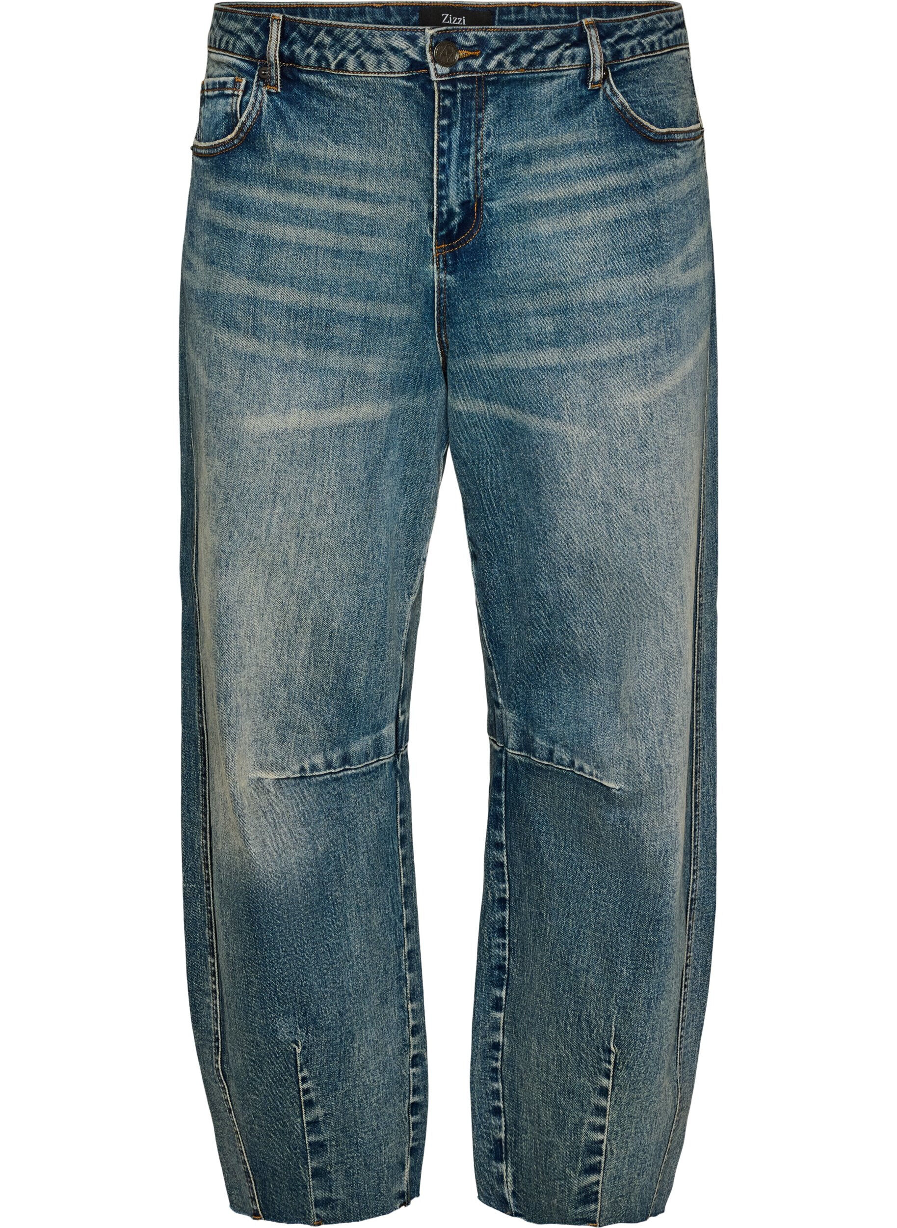 Barrel fit jeans med slidt vask