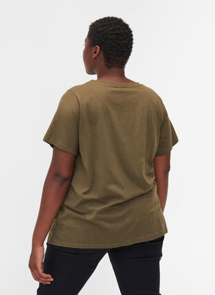 Økologisk bomulds t-shirt med printdetaljer, Ivy Green, Model image number 1