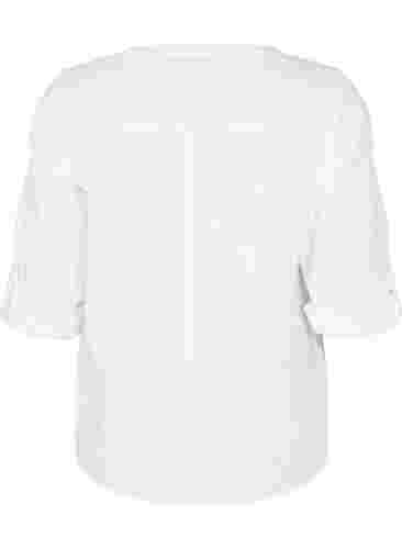 Skjortebluse i bomuld med v-udskæring, Bright White, Packshot image number 1