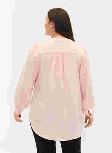 Langærmet bluse med v-udskæring, Strawberry Cream, Model image number 1