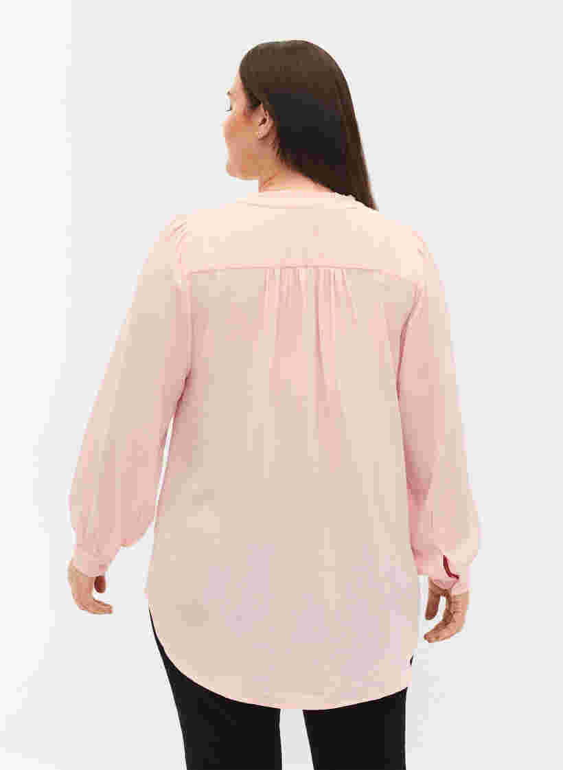 Langærmet bluse med v-udskæring, Strawberry Cream, Model image number 1