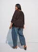 Bluse med 3/4-&aelig;rmer og fl&aelig;sedetaljer, Brun, Model image number 2