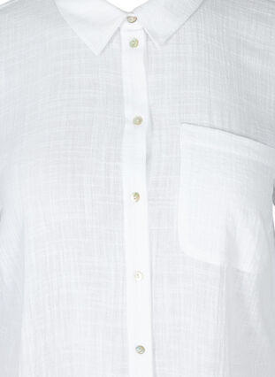 Langærmet skjorte i struktureret bomuld, White, Packshot image number 2