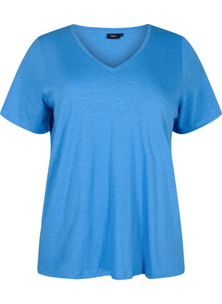 Kortærmet basis t-shirt med v-hals, Provence , Packshot image number 0