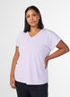 L&oslash;s tr&aelig;nings t-shirt med v-hals, Lilla, Model image number 0