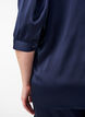 Bluse i satin-look med 1/2 &aelig;rmer og fl&aelig;sekrave, Bl&aring;, Model image number 3