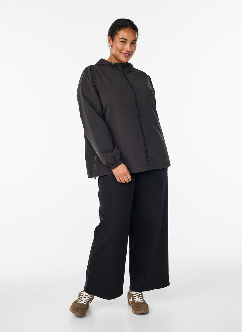 Let jakke med h&aelig;tte og lynl&aring;s, Sort, Model image number 1