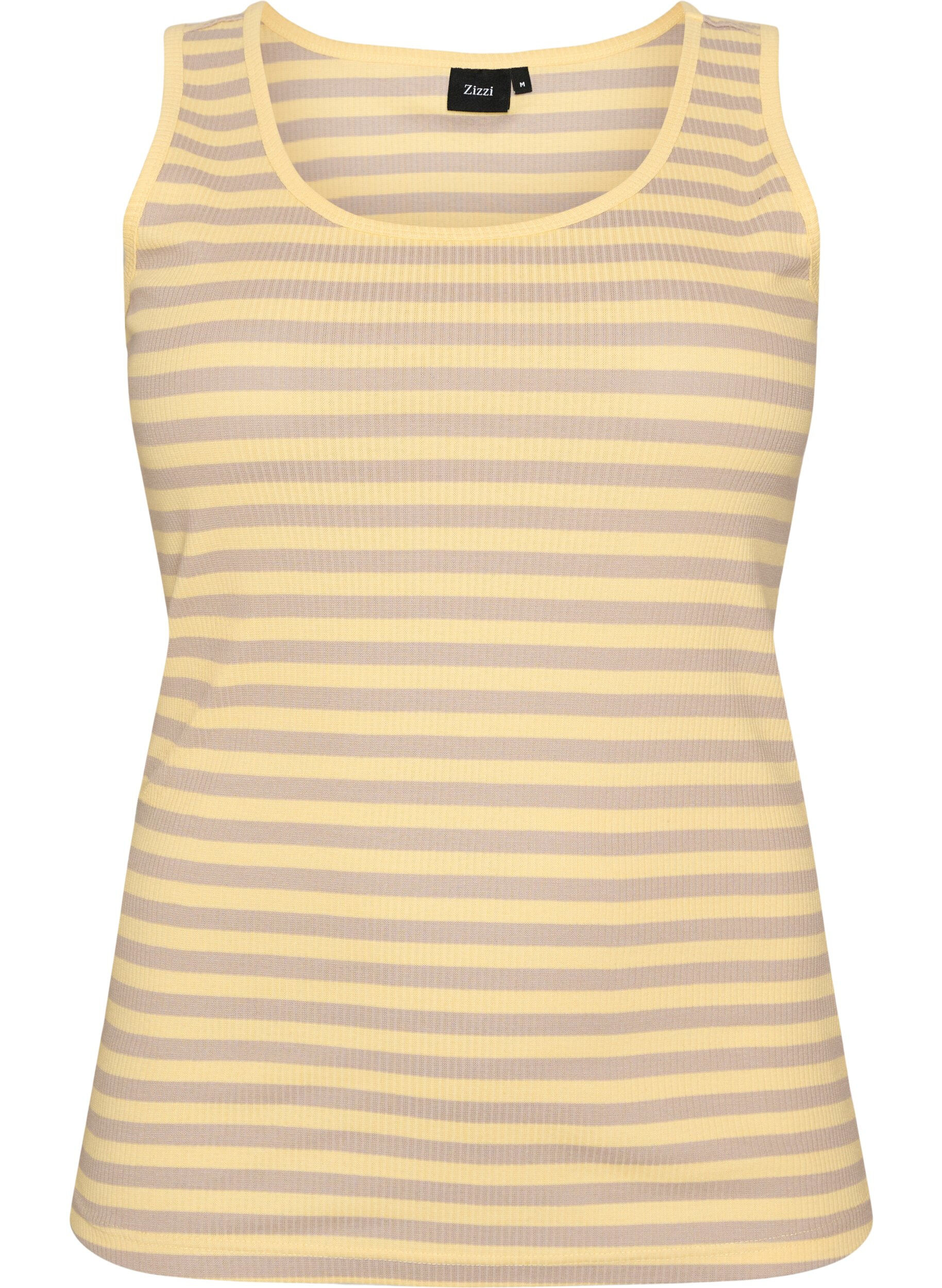 Stribet tanktop med ribstruktur
