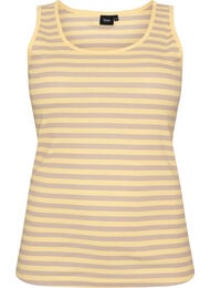 Stribet tanktop med ribstruktur, Gul