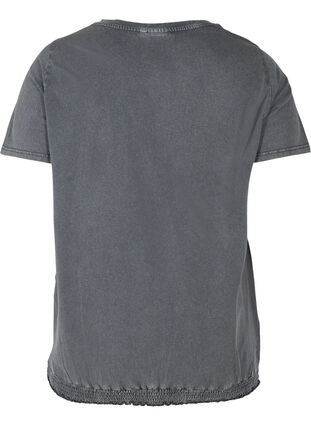 Bomulds t-shirt med nitter og smock, Grey Wash, Packshot image number 1