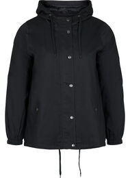 Kort parka jakke med hætte og justerbar bund, Black