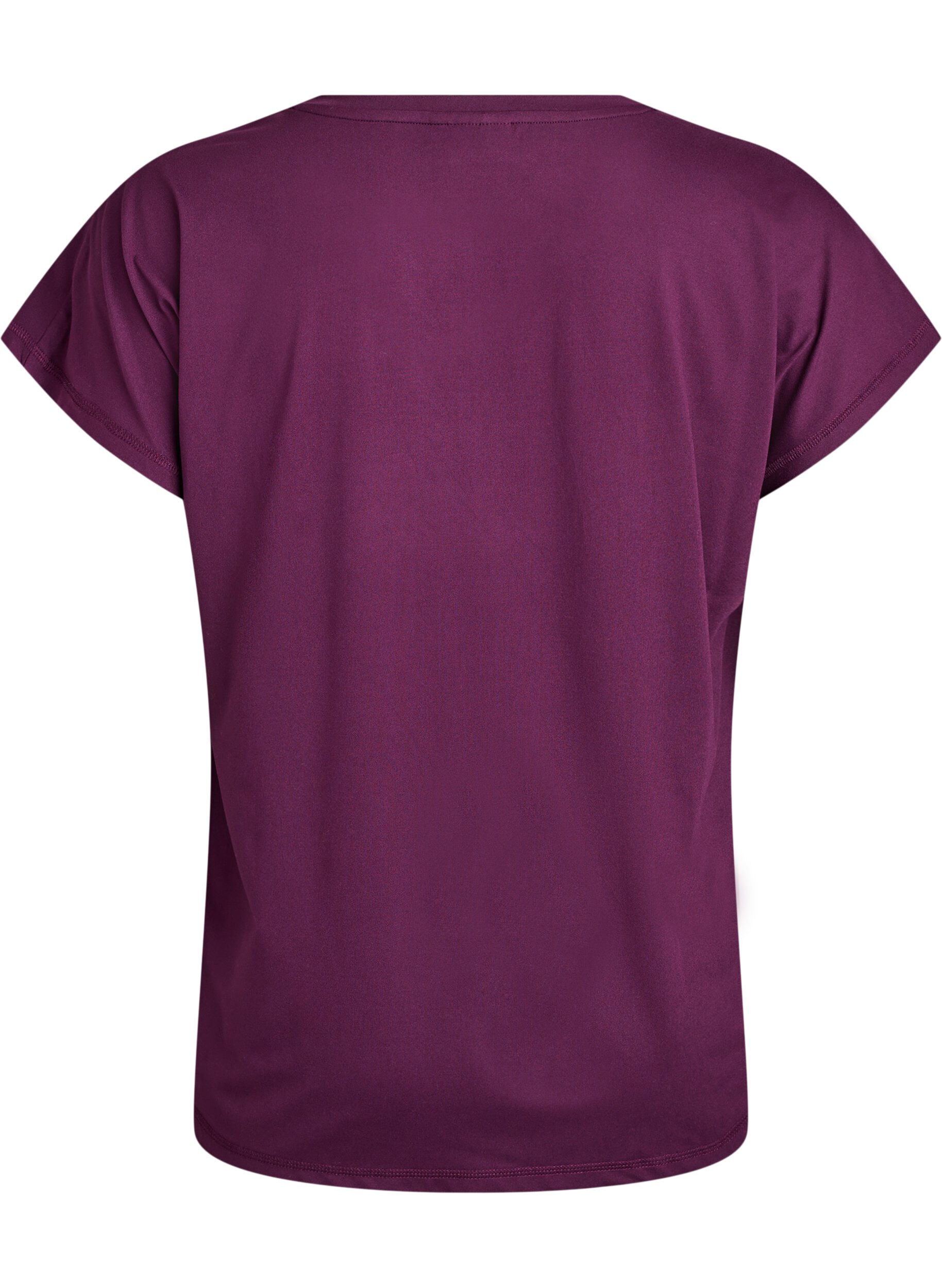 ZizziEnsfarvet tr&aelig;nings t-shirt, Lilla, Packshot image number 1