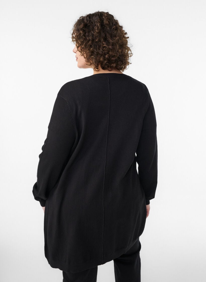 Lang strikcardigan i viskosemix., Sort, Model image number 2