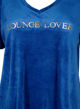 T-shirt i velour med v-hals, Monaco Blue, Packshot image number 2