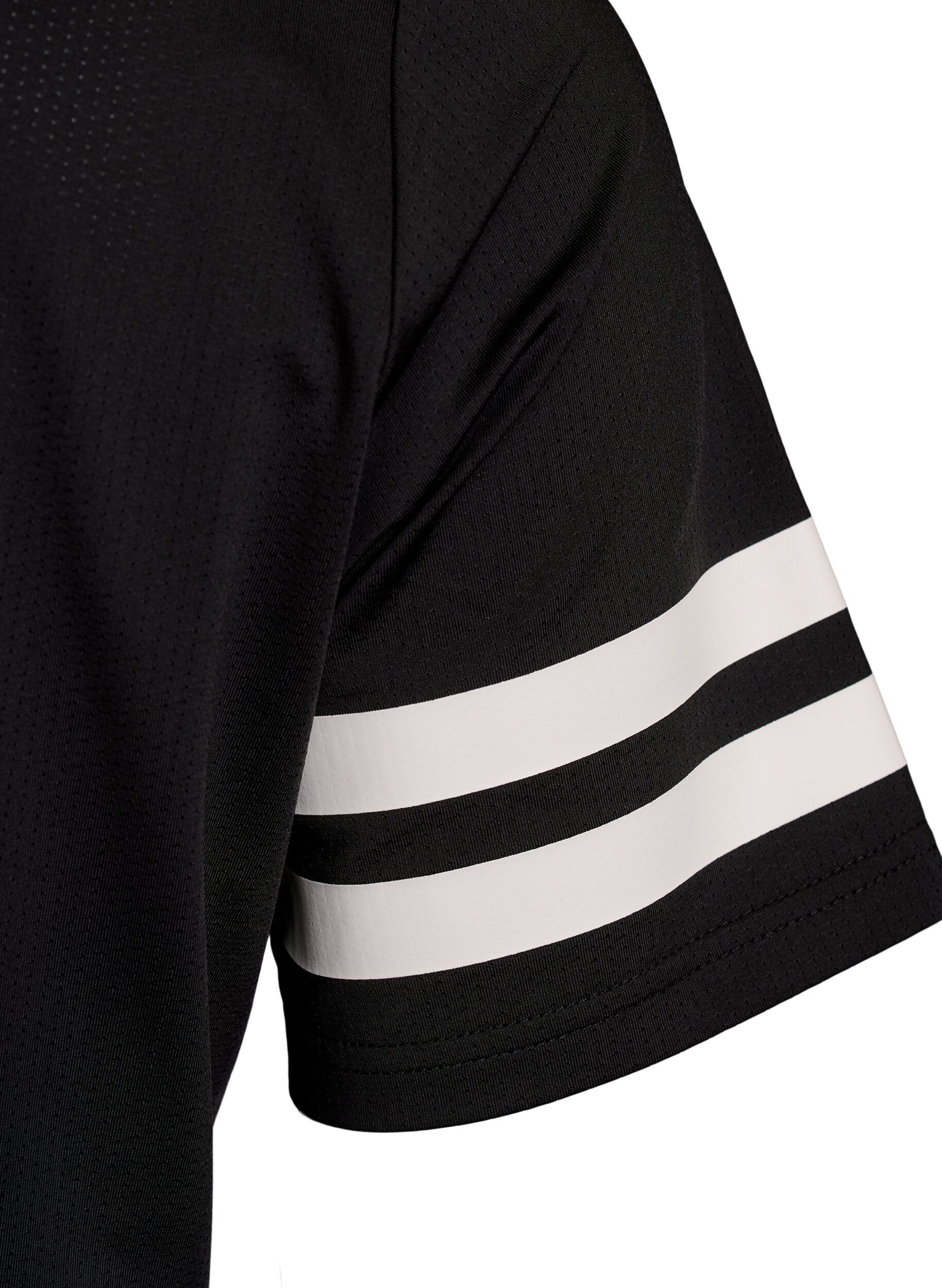 Zizzi Sporty poloshirt med stribedetaljer, Sort, Packshot image number 3