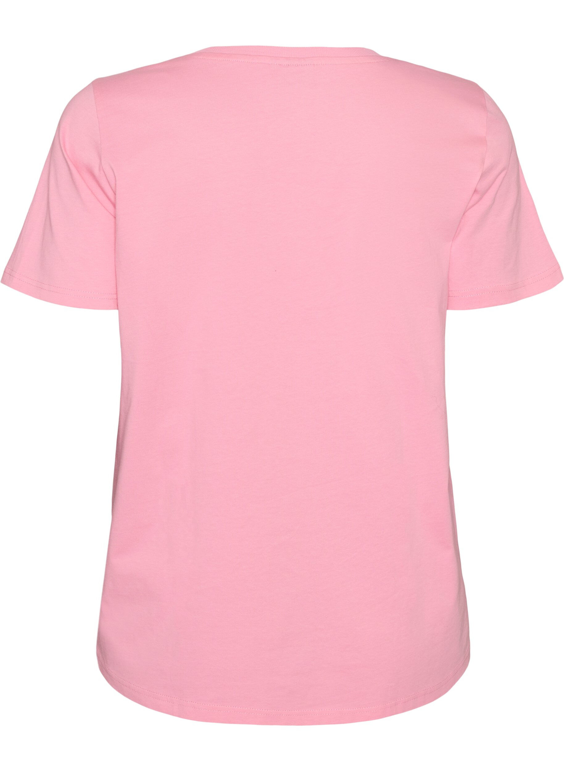ZizziT-shirt i bomuld med print foran, Lyser&oslash;d, Packshot image number 1