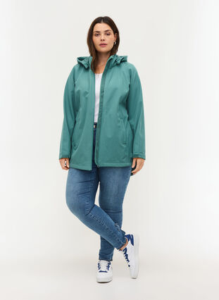 Softshell jakke med aftagelig hætte, Sagebrush Green, Model image number 2
