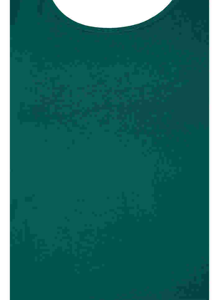 Ensfarvet basis top i bomuld, Evergreen, Packshot image number 2