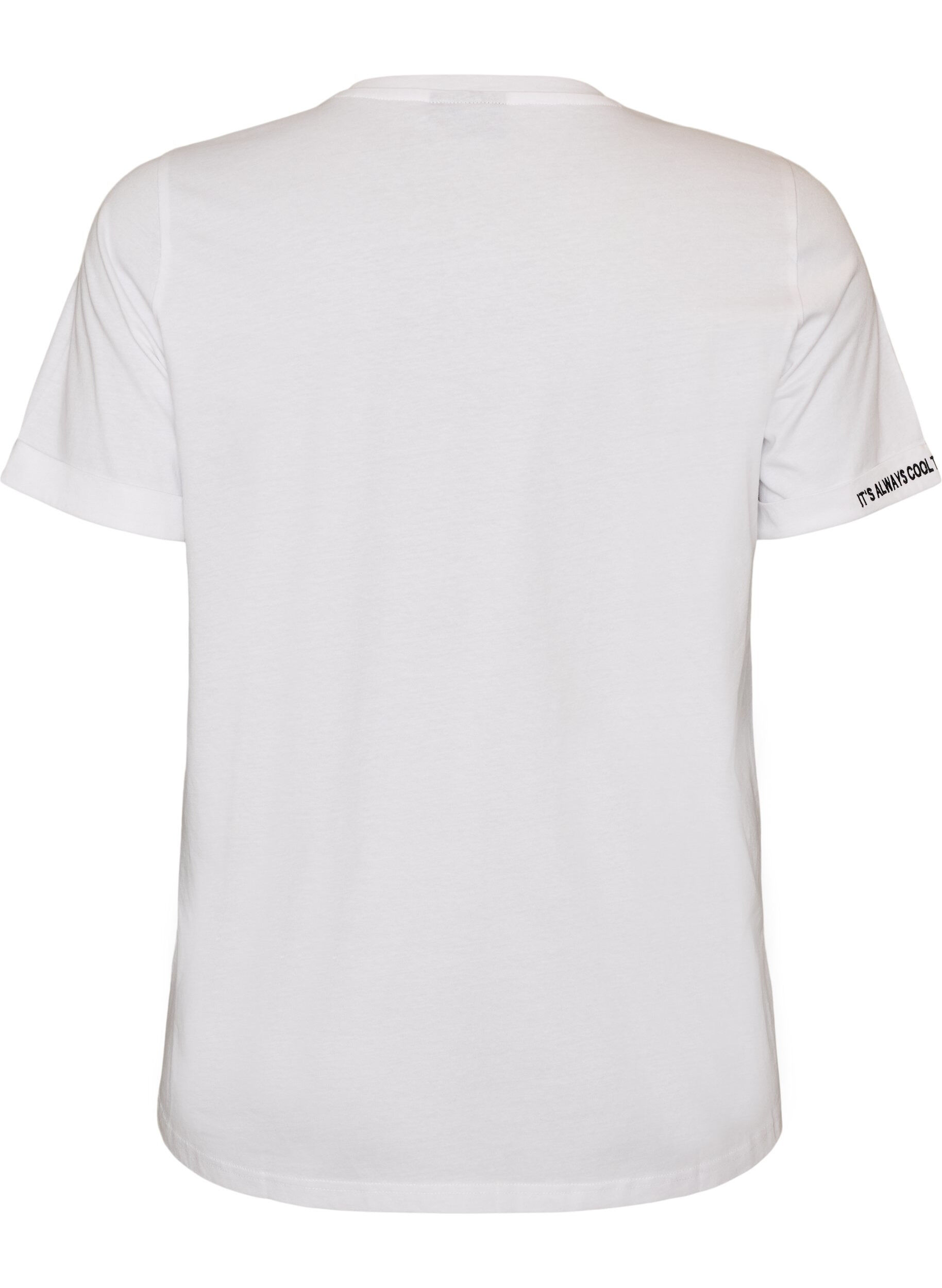 ZizziT-shirt i bomuld med tekstbroderi, Hvid, Packshot image number 1