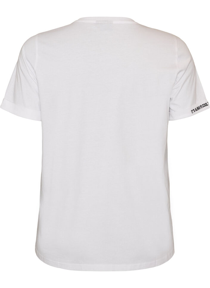 T-shirt i bomuld med tekstbroderi, Hvid, Packshot image number 1