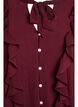 Transparent bluse med fl&aelig;ser og bindeb&aring;nd, R&oslash;d, Packshot image number 2