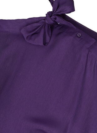 Kortærmet bluse med binde detalje, Blackberry Cordial, Packshot image number 3