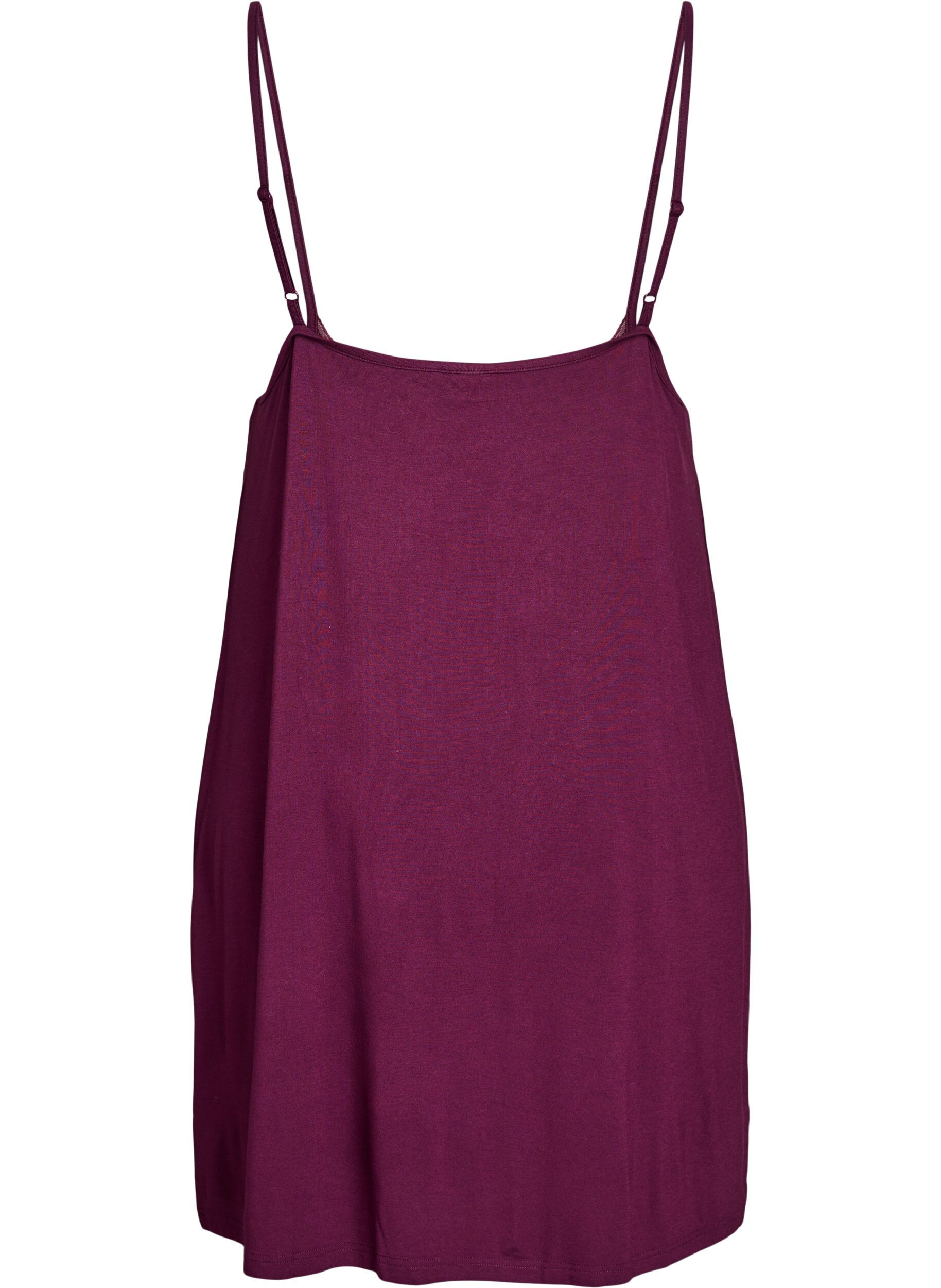 Zizzi Natkjole med blondekant i viskose, M&oslash;rk Bordeaux, Packshot image number 1