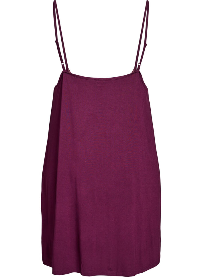 Natkjole med blondekant i viskose, Mørk Bordeaux, Packshot image number 1